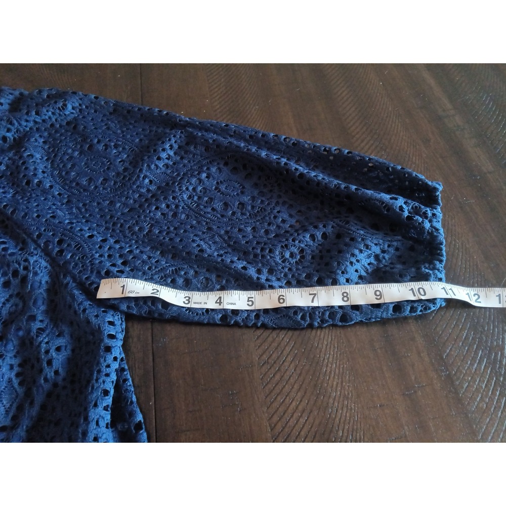 Leo & Nicole Admiral Navy Eyelet Lace Convertible Blouse XXL NWT - Picture 11 of 13